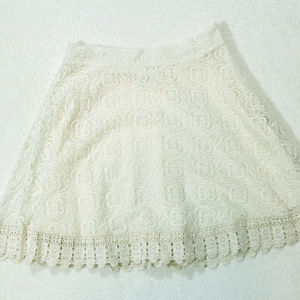 Francesca's Alya Cream Crochet-Lace Mini Skirt